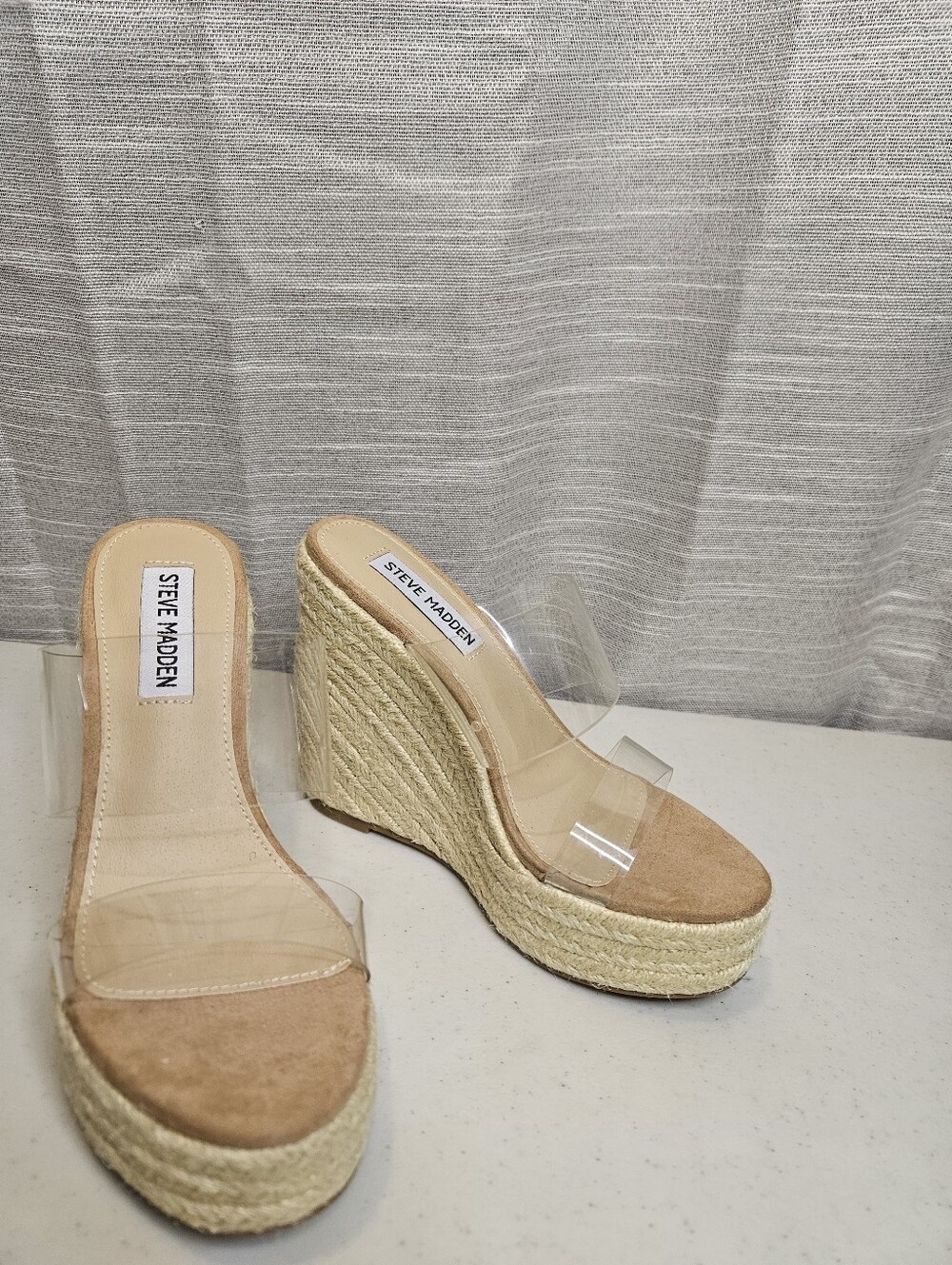 Steve Madden Sunrise clear wedged sandals New 5.5
